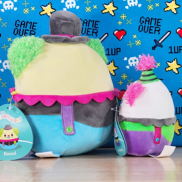 Squishmallow Resul the Clown 8" & Umberto 5" UltraSoft Blacklight Toy Plush NWT - Picture 4 of 8